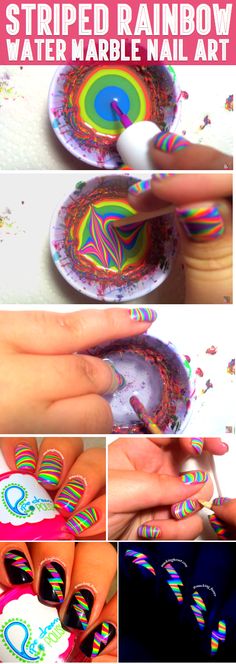 She Poured Nail Polish Into Water. The End Result? I Need To Try This! Rainbow Marble, Hair Rainbow, Water Marble Nail Art, Water Marble Nails, Unghie Nail Art, Marble Nail Art, Marble Nails, Fabulous Nails, Cute Nail Designs