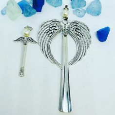 Angel Ornaments and Pendants made with Vintage Silverware – Bang It Out Designs Vintage Silverware Patterns, Small Angel, Vintage Silverware, Let Me, Holidays, Chain, Pendant