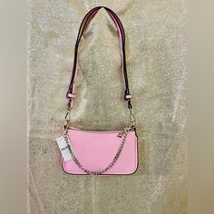 Nwt Shoulder Mini Bag Chic Pink Clutch With Zipper Closure, Trendy Shoulder Clutch For Errands, Trendy Shoulder Bag Clutch For Errands, Trendy Pink Clutch With Zipper Closure, Trendy Pink Clutch With Zipper, Pink Baguette Bag For Errands, Spring Clutch Bag With Zipper Closure, Pink Everyday Clutch Shoulder Bag, Everyday Pink Shoulder Bag With Chain Strap