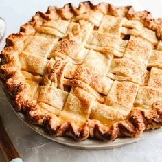 a freshly baked pie sitting on top of a table