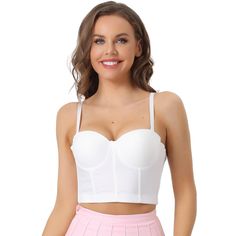 Item Features: 1. This longline posture bra supports using side boning, this design provides firm control. Adjustable straps allow you to adjust the length you like. Detachable Straps allow you to show beautiful shoulders. 2. Wired cups provide all-day comfort and a natural shape and lift-up. This camisole features slimming, shaping, and posture support. 3. Suitable for daily use, upper body shaping, or an outerwear top with jeans or pants. 4. You can wear a corset bustier, which is going to be Fitted Push-up Bra With Adjustable Straps, Fitted Underbust Bra With Medium Bust Support, Fitted Push-up Sports Bra With Straps, Fitted Push-up Sports Bra With Built-in Bra, Fitted Sports Bra With Crisscross Straps, Fitted Push-up Bra With Straps, Fitted Sports Bra With Removable Pads And Tank Straps, Fitted Strappy Sports Bra With Removable Pads, Strappy Fitted Sports Bra With Removable Pads