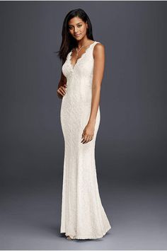 a woman in a white dress with the words david's bridal on it