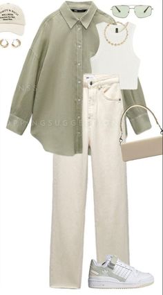 OUTFITS WITH WHITE PANTS FOR WOMEN OVER 50 - valemoods Hijabi Outfits Casual, Everyday Fashion Outfits, Neue Outfits, Casual Day Outfits, Looks Street Style, Easy Trendy Outfits, �가을 패션, Casual Style Outfits