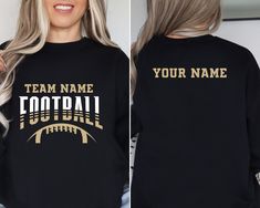 Personalized Football Sweatshirt,Custom Football Team Name and Number Sweater,Football Team Sweater, Game Day Hoodie,Football Season Sweater DESCRIPTION: Elevate your fashion game with our exclusive products. This eye-catching piece seamlessly blends unique design with modern comfort, making it a must-have addition to your wardrobe. Our products offer a soft touch against your skin, providing breathability that ensures you stay comfortable throughout the day. Remember, it's not just clothing; it Black Football Season Sweatshirt, Collegiate Black Sweatshirt For Football Season, Black Sports Fan Sweatshirt For Sports Season, Team-colored Hoodie With Team Name For Football Season, College Football Season Sweatshirt With Team Name, Black Fan Apparel Sweatshirt For Football Season, Black College Sweatshirt For Football Season, Team-colored Football Season Sweatshirt, Team-colored Sweatshirt For Football Season