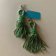 Super Cute, Fun, Flirty Tassel Earrings With Posts. About 3.5-4 Inches Long! Beautiful Bright Green, Perfect For Spring Time Turquoise Gemstone Earrings, Bullet Earrings, Gold Bar Earrings, Daisy Studs, Vintage Trifari, Feather Pattern, Hoop Earring Sets, Fish Hook Earrings, Bar Earrings