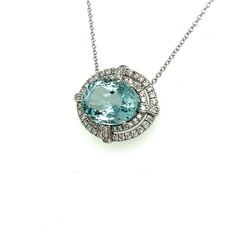 Natural Finely Faceted Quality Aquamarine Diamond Pendant With Chain 17.5" 14k W Gold 7.09 TCW Certified $6,490 217088This is a Unique Custom Made Glamorous Piece of Jewelry!Nothing says, “I Love you” more than Diamonds and Pearls!This Aquamarine necklace has been Certified, Inspected, and Appraised by Gemological Appraisal LaboratoryGemological Appraisal Laboratory of America is a proud member of:- GIA Alumni Association- National Association of Jewelry Appraisers- International Consortium Gem- Oval Platinum Necklace With Diamond Accents, Luxury Platinum Necklace Gia Certified, Oval Platinum Necklace With 17 Jewels, Luxury Gia Certified Platinum Necklace, Gia Certified Luxury Round Necklace, Oval Platinum Jewelry With Pave Setting, Oval Platinum Necklace Fine Jewelry, Blue Oval Jewelry With Pave Setting, White Gold Oval Necklace With Pave Setting