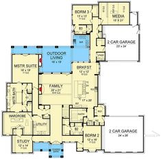 this is the floor plan for these two story house plans, which are very large and open