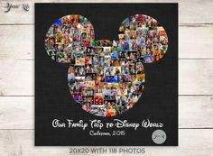 a mickey mouse photo collage with the words family trip to disney world on it