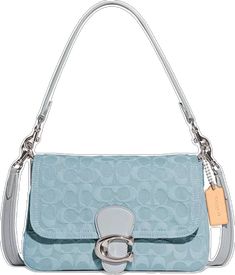 Designer Light Blue Shoulder Bag With Detachable Strap, Designer Light Blue Bag With Detachable Strap, Designer Light Blue Bags With Detachable Strap, Designer Light Blue Top Handle Shoulder Bag, Designer Light Blue Bag With Detachable Handle, Designer Light Blue Bags For Everyday, Designer Light Blue Shoulder Bag For Daily Use, Designer Light Blue Rectangular Shoulder Bag, Designer Light Blue Tote Shoulder Bag