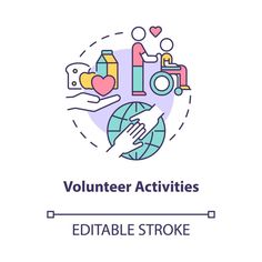 Volunteer activities concept icon. Charity participation in community. Support engagement abstract idea thin line illustration. Vector isolated outline color drawing. Editable stroke Charity Drawing, Volunteer Activities, Color Drawing, Community Support, Animation Art Character Design, Line Illustration, Colorful Drawings, Illustration Vector, Animation Art