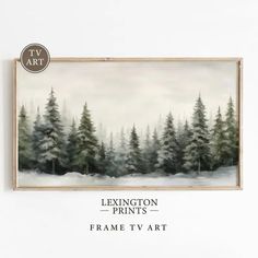 a painting hanging on the wall next to a frame that says,'lekington prints frame tv art '