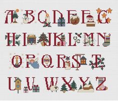 Monogram font cross stitch pattern, Christmas alphabet, Christmas fonts, Cross stitch letters Christmas Alphabet Letters Embroidery, Free Cross Stitch Letters Fonts, Cross Stitch Christmas Letters, Fonts Cross Stitch, Christmas Cross Stitch Alphabet, Cross Stitch Monogram Patterns, Cross Stitch Letter Patterns, Flag Cross Stitch