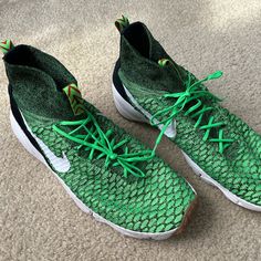 Nike Men Air Footscape Magista Flyknit Shoe In Poison Green- Brand New #Runningshoe Green Custom Sneakers With Textured Sole For Streetwear, Casual Green Custom Sneakers For Outdoor, Casual Green Custom Sneakers With Textured Sole, Nike Custom Green Breathable Sneakers, Custom Green Nike Sneakers With Breathable Material, Nike Green Custom Sneakers For Outdoor, Green Brands, Nike Green, Shoes Nike