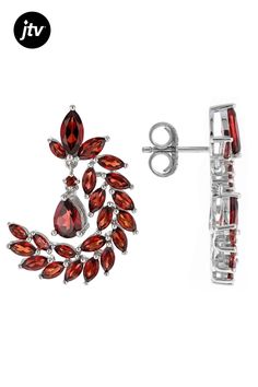 7.06ctw Marquise, 1.43ctw Pear Shape, and 0.09ctw Round Red Vermelho Garnet��� Rhodium Over Sterling Silver Earrings. Measures Approximately 1.25"L x 0.90"W. Push Backings. Red Garnet, Pear Shape, Pear Shaped, Sterling Silver Earrings, Garnet, Silver Earrings, Pear, Sterling Silver, Silver