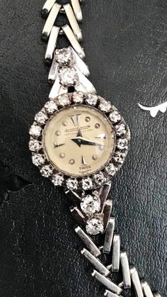 "Highest quality antique/ vintage Luxury of all time  ⚜️🔱⚜️🔱⚜️🔱⚜️🔱⚜️ Jaeger-LeCoultre 18K gold diamonds bracelets watch ⚜️Winds and sets well , timekeeping Good.  🧸Oiled & Serviced !  ⚜️18K solid gold case and bracelets (hall marked)  🧸23pcs VVS , D Color , Genuine Diamonds  ⚜️Signed Movement, dial , case , buckle, box  🧸100% original antique  ⚜️Cosmetic condition: Top- 95%new (minty )  🧸 perfect Dail ,  ⚜️ comes with Jaeger-LeCoultre it's original box  JAEGER LECOULTRE 18K solid gold and Diamond Wristwatch the round silvered dial with applied abstract numeral indicators; framed by a full-cut diamond bezel; completed with a 18K solid gold bracelet Extremely RARE! _ Full set 《Collection grade》True Anquite to be collected  Case size 20-22mm including winding button. 🍀Note: For the n Vintage Diamond Watch With Diamond Hour Markers For Evening, Vintage Formal Watches With Brilliant Cut, Antique Diamond Watch For Evening, Vintage Watches With Diamond Hour Markers, Vintage Diamond Watch For Evening, Hallmarked Diamond Watch For Evening, Round Shape, Hallmarked Diamond Watch For Evening, Vintage White Gold Diamond Watch With Brilliant Cut, Vintage White Gold Jewelry With Brilliant Cut