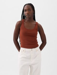 Modern Cropped Tank Top Black Olive, Smoked Paprika, Petite Size, Cropped Tank Top, Crop Tank, New Woman, Orange Black, Olive Green, Scoop Neck