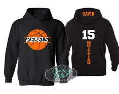 two black hoodies with basketballs on them and the numbers 15, 25, and 55