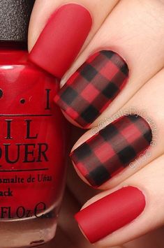 50 Matte Nail Polish Ideas | Art and Design Buffalo Nails, Hallographic Nails, Do It Yourself Nails, Plaid Nail Art, Nailart Glitter, Unghie Nail Art, Matte Nail Polish, Plaid Nails, Nails Today