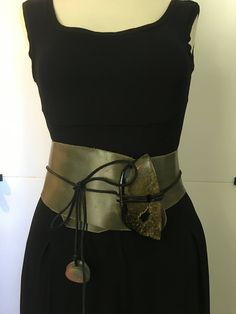 Handmade one-of-a-kind Obi wrap leather belt with artful acyclic buckle.  Can be worn on the waist or hip!  A beautiful piece for a day or night event!!  Gladly send measurements and more photos!  The olive green is pretty true in the photos!   Please inquire if you're in the market for narrower belts. Please check back as I'll be adding more items throughout the weekend & next two weeks!! Waist Wrap Belt, Elegant Leather Belts For Festival, Elegant Leather Belt For Festival, Elegant Leather Festival Belts, Elegant Handmade Adjustable Belt, Aesthetic Belts, Large Belts, Unique Belts, Forest Pixie