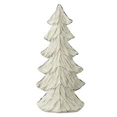 a white ceramic christmas tree on a white background