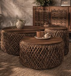 Knut Padi Coffee Table Set B African Home Decor, Coffee Table Setting, Coffee Table Design, Teak Wood, Rustic Style, Table Design, Coffee Tables, Wood Finish, Matcha