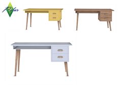 four different types of desks with drawers