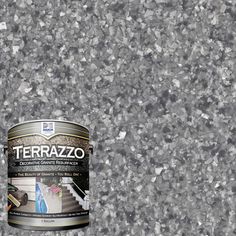 a can of terrazzo is sitting on the ground