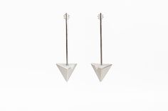 White Rhodium Silver Dangle Triangle Earrings by Zhenwei Chu (Silver Earrings) | Artful Home Jewelry History, 19th Wedding Anniversary, Mixed Metal Jewelry, Jewelry Showcases, Artful Home, Gold Birthday, Jewelry Images, Triangle Earrings, Bride Jewellery