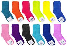 PRICES MAY VARY. 12 PAIRS OF SOLID FUZZY WOMENS FUZZY SOCKS: Cold floors have met their match with bulk packs of winter fuzzy socks. Never run out of socks again when you buy a variety pack. Bring them when you go skiing or snowboarding to keep your feet nice and warm. Pack them along for trips and hiking. Candy rainbow colors are fun and trendy. WARM & STRETCHY: Give your feet the softness they deserve with buttery soft fuzzy socks. Wear them as socks or slippers on cold winter days. Stretchy m Go Skiing, Cute Stockings, Comfortable Socks, Fuzzy Socks, Winter Socks, Athletic Socks, Variety Pack, Winter Colors, Socks And Hosiery