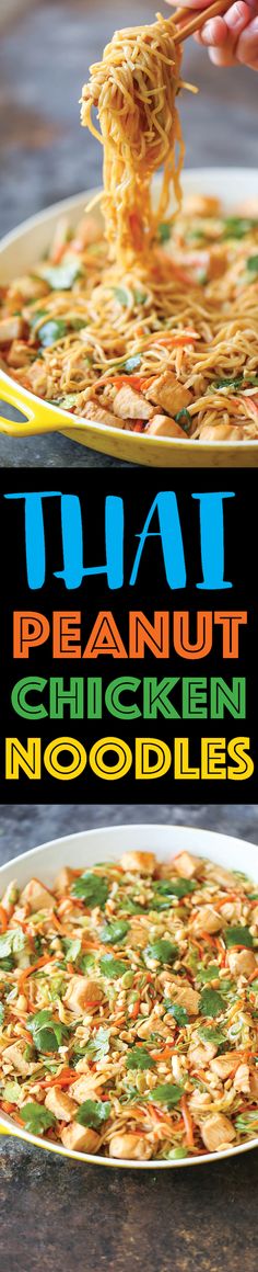 the cover of thai peanut chicken noodle noodles