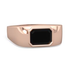 This 14K Rose Gold men's ring features a 1.08 carat black onyx in a back-set bezel setting. The pure black of the gem and the gleam of the gold create a look that is both understated and bold at the same time. Luxury Yellow Gold Men's Ring With Onyx, Rose Gold Mens Ring, Yellow Gold Mens Rings, Onyx Jewelry, Bezel Ring, Pure Black, The Pure, Men's Ring, White Topaz