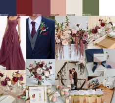 a collage of different colors and designs for the wedding day, including red, pink, purple, green