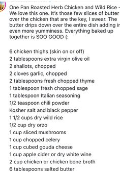 the recipe for chicken and wild rice soup is shown in this screenshot, with instructions to make it