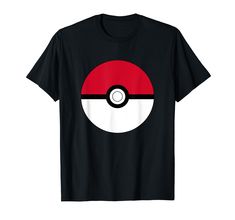 a black t - shirt with a red and white pokemon ball on it's chest