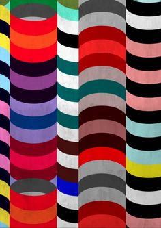 an image of colorful stripes that are in different sizes and colors on the same wall