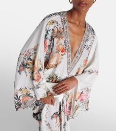 Find CAMILLA Embellished Floral Silk Crêpe Kaftan on Editorialist. Material: 100% silk. Care instructions: dry clean. Made in China. Designer color name: De Haar Memoirs. Spring Silk V-neck Kaftan, Summer Embellished Dress With Kimono Sleeves, Spring Kaftan With Embellished Kimono Sleeves, Spring Embellished Kaftan With Kimono Sleeves, Silk Dress With Embellished Kimono Sleeves, Embellished Silk Kaftan With Kimono Sleeves, Silk Kaftan With Embellished Kimono Sleeves, Long Sleeve Silk Embellished Kaftan, Spring Silk Kaftan With Kimono Sleeves