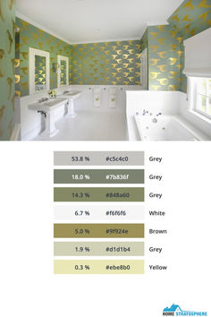 Primary Bathroom with Pedestal Sink, Drop-in Soaking Tub, and Gold Patterned Wallpaper Patterned Wallpaper