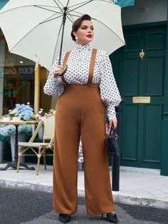 Plus Size Overalls Outfit, Elegant Plus Size Outfits, Curvy Work Outfit, Pinafore Jumpsuit, Business Outfits Women, Look Retro, Professional Wear, Plus Size Jumpsuit