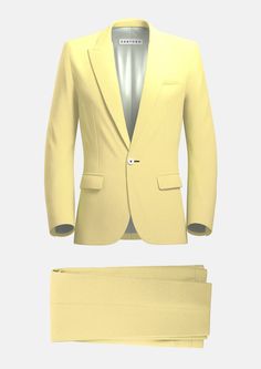 Liberty Light Yellow Linen Suit - SARTORO Classic Slim Fit Summer Blazer, Classic Summer Slim Fit Blazer, Luxury Fitted Summer Sets, Luxury Fitted Sets For Summer, Summer Business Fitted Blazer, Summer Cotton Business Suits, Fitted Linen Summer Suits, Summer Fitted Linen Suit, Luxury Fitted Suits For Spring