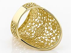 18K Gold Over Sterling Silver Filigree Saddle Ring - TRK153 | JTV.com Luxury Oval Engraved Filigree Ring, Ornate Gold Engraved Ring With Filigree, Intricate Design Filigree Ring In Yellow Gold As Gift, Gold Oval Filigree Ring, Intricate Design Yellow Gold Filigree Ring As Gift, Ornate Gold Oval Filigree Ring, Traditional Oval Filigree Ring, Yellow Gold Filigree Ring With Intricate Design As Gift, Ornate Gold Filigree Ring With Intricate Design