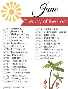 the joy of the lord poster with palm trees and sun on it's side