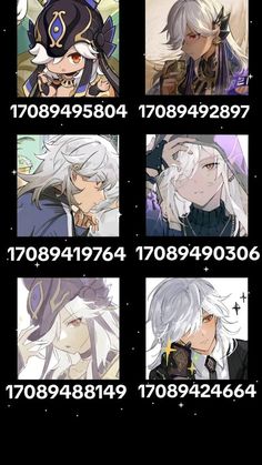 some anime characters with different expressions and numbers