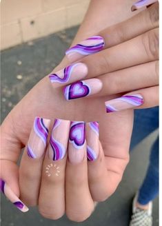 Bright Nail Inspo Acrylic, Red And Purple Nails Color Combos, Purple Fire Nails, Cute Purple Acrylic Nails, Trendy Nails Ideas 2023, Acrylic Nails Coffin Ideas, Valentines Day Nails Purple, Creative Nails Acrylic, Spring Break Nails Coffin