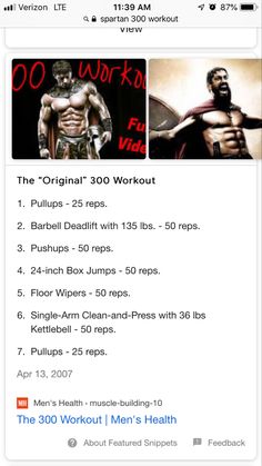 an image of a man's body and his workout plan on the web page