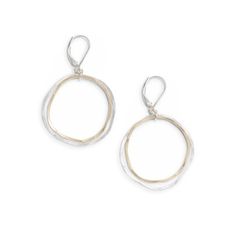 Caldera Earrings These are one of our most popular earring styles! A duo of slightly irregular circles are stacked for a bold yet super lightweight pair of earrings. The inner circle is gold filled, the outer circle remains shiny silver, resulting in an elegantly unique pair of hoops. The mix of gold and silver in these earrings mean that you can wear them with most of your jewelry! Their versatile shape can be dressed up or down. This pair of minimalist earrings makes a great gift for your mom, Minimalist Adjustable Jewelry With French Hook, The Inner Circle, Earring Styles, Popular Earrings, Edgy Earrings, Mixed Metal Earrings, Inner Circle, Hammered Gold, Gifts For Your Mom