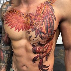 a man with an eagle tattoo on his chest