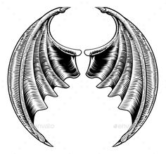 Dragon Wings Design, Bat Wings Drawing, Ladder Tattoo, Bat Demon, Demon Dragon, Bat Vector, Cosplay Wings, Engraving Tattoo, Demon Wings