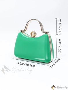 Bird in Bag - Velvet PU Handbag with Clip Buckle for Comfortable Feel and Simple Design Green Box Bag With Large Capacity For Evening, Large Capacity Green Box Bag For Evening, Green Large Capacity Satchel For Evening, Green Satchel Evening Bag For Parties, Elegant Green Box Bag With Large Capacity, Green Crossbody Party Bag, Green Crossbody Party Bags, Green Crossbody Bags For Party, Green Rectangular Satchel For Party