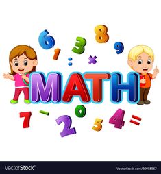 the word math with two kids and numbers