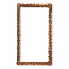 an old wooden frame with leaves on the sides and a blank space in the middle